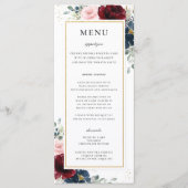 Blue Red Burgundy Blush Pink Blumenmenü Programm (Vorderseite)