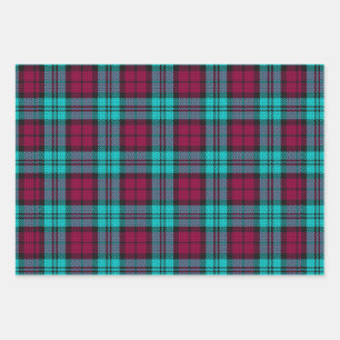 Blue Red Campbell Tartan Blackwatch Kariert Geschenkpapier Set