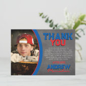 Blue & Red Chalkboard Abschluss Danke Karte (Stehend Vorderseite)