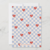Blue Red Checkerboard Herz Valentine's Day Card Einladung (Rückseite)