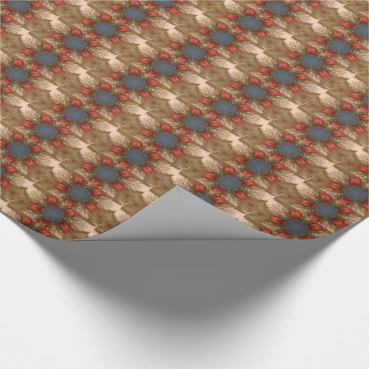 Blue Red Christmas Decoration Baubles Geschenkpapier (Ecke)