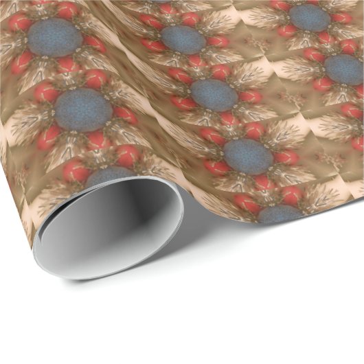 Blue Red Christmas Decoration Baubles Geschenkpapier (Rolleneckpunkt)