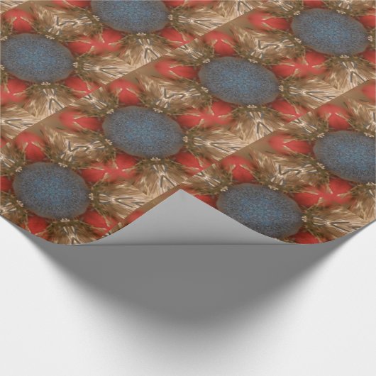 Blue Red Christmas Decoration Baubles Geschenkpapier (Ecke)