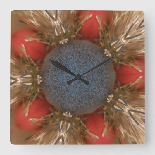 Blue Red Christmas Decoration Baubles Quadratische Wanduhr (Vorderseite)