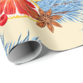Blue Red Citrus und Gewürze Frohe Weihnachtsfeiert Geschenkpapier (Rolleneckpunkt)