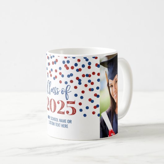 Blue Red Class of 2025 Coffee Tasse (VorderseiteRechts)