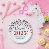 Blue Red Confetti Abschluss 2025 Pappteller (Party)