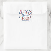 Blue Red Confetti Abschluss 2025 Quadratischer Aufkleber (Tasche)