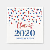 Blue Red Confetti Class of 2020 Abschluss Serviette (Vorderseite)