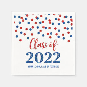 Blue Red Confetti Class of 2022 Serviette
