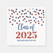 Blue Red Confetti Class of 2025 Napkins Serviette (Vorderseite)