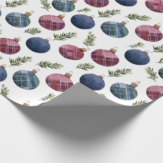 Blue Red Country Christmas Ornaments Geschenkpapier (Ecke)