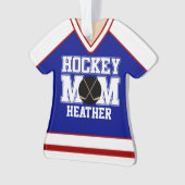 Blue/Red Custom Hockey Mama Jersey Ornament (Vorderseite)