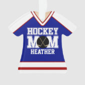 Blue/Red Custom Hockey Mama Jersey Ornament (Vorderseite)