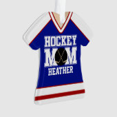 Blue/Red Custom Hockey Mama Jersey Ornament (Vorderseite)
