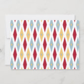 Blue Red Diamond Yellow Star Mid Century Wedding Einladung (Rückseite)