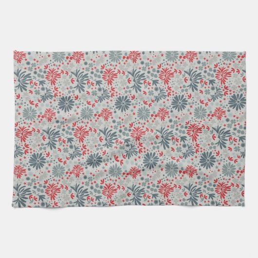 Blue & Red Ditzy Floral Geschirrtuch (Horizontal)