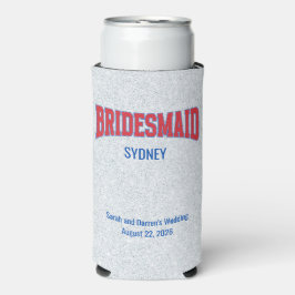 Blue + Red Faux Glitter BRIDESMAID Bachelorette Selters Dosenkühler