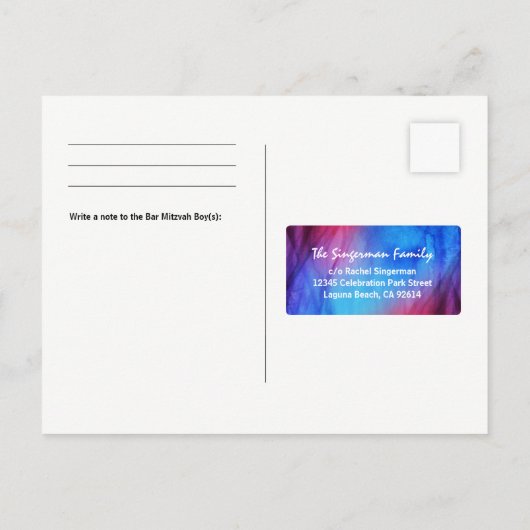 Blue Red Fire Ice Bat Bar Mitzvah UAWG Postkarten (Rückseite)