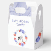 Blue Red Floral Stork Winter Baby Dusche Geschenkschachtel (Geöffnet)