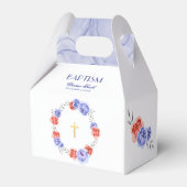 Blue Red Floral Wreath Boy Girl Baptisse Geschenkschachtel (Rückseite)