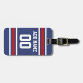 Blue Red Football Jersey Individuelle Name Number Gepäckanhänger (Vorderseite horizontal)