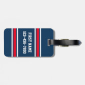Blue Red Football Jersey Individuelle Name Number Gepäckanhänger (Rückseite horizontal)
