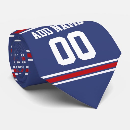 Blue Red Football Jersey Individuelle Name Number Krawatte (Gerollt)