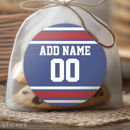 Blue Red Football Jersey Individuelle Name Number Runder Aufkleber
