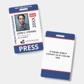 Blue Red Foto & Logo Press ID Ausweis (Vorder- & Rückseite)