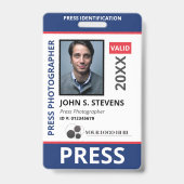 Blue Red Foto & Logo Press ID Ausweis (Vorderseite)