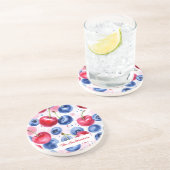 Blue Red Frucht Cherry Berry Sandstone Untersetzer (Seite)