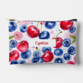 Blue Red Fruit Food Pattern Berry Cherry Zubehörtasche (Vorderseite)