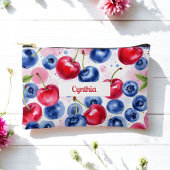 Blue Red Fruit Food Pattern Berry Cherry Zubehörtasche