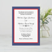 Blue & Red Gerahmt - Einladung zum Hochzeitsfeiern (Stehend Vorderseite)