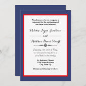 Blue & Red Gerahmt - Einladung zum Hochzeitsfeiern (Vorne/Hinten)