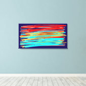 Blue Red Gold Abstrakt Art Stretched Canvas Print Leinwanddruck (Insitu (Holzboden))