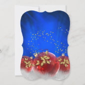 Blue Red Gold Baubles White Christmas Party Einladung (Rückseite)