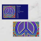Blue Red Gold Fine Peace Sign Visitenkarte (Vorne/Hinten)