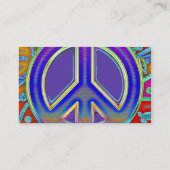 Blue Red Gold Fine Peace Sign Visitenkarte (Rückseite)