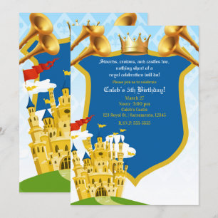 Blue Red Gold Royal Prince Burg Geburtstagsparty Einladung