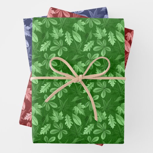 BLUE RED GREEN FALL AUTUMN BLUE RED BLUMEN GESCHENKPAPIER SET (Beispiel)