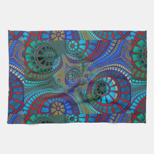 Blue Red Green Fraktale Moderne Kunst Handtuch (Horizontal)