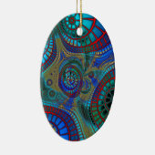 Blue Red Green Fraktale Moderne Kunst Keramikornament (Rechts)