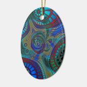 Blue Red Green Fraktale Moderne Kunst Keramikornament (Links)