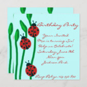 Blue Red & Green Ladybug Zum Geburtstag Einladung (Vorne/Hinten)