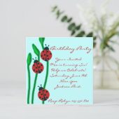Blue Red & Green Ladybug Zum Geburtstag Einladung (Stehend Vorderseite)