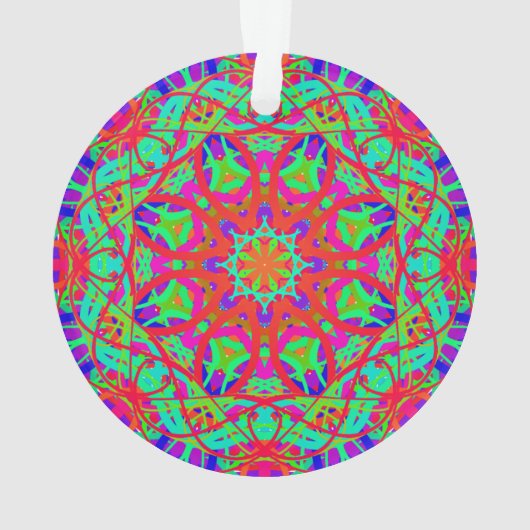 Blue Red Green Mandala Customizable Boho Christmas Ornament (Rückseite)