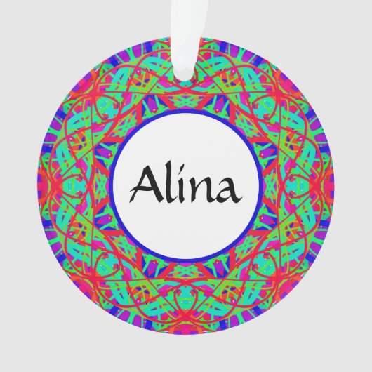 Blue Red Green Mandala Customizable Boho Christmas Ornament (Vorderseite)