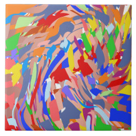 Blue Red Green Rose Gold Abstract Design Fliese